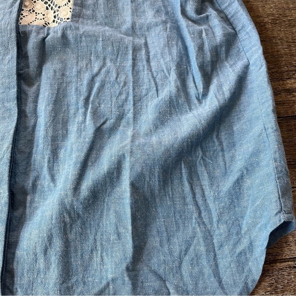 Johnny Was blue Thalassa lace pieced button down top size M - Picture 7 of 13